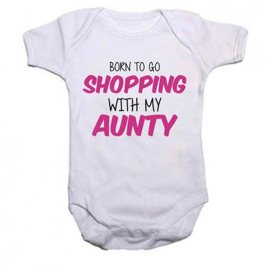 Noveltees ZA Girls Born To Go Shopping With My Aunty - White