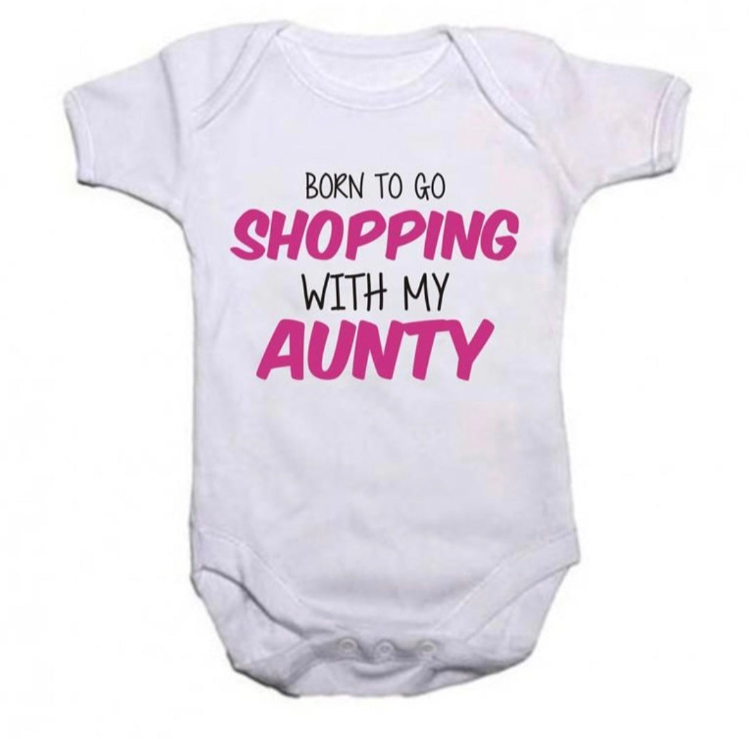 Noveltees ZA Girls Born To Go Shopping With My Aunty - White